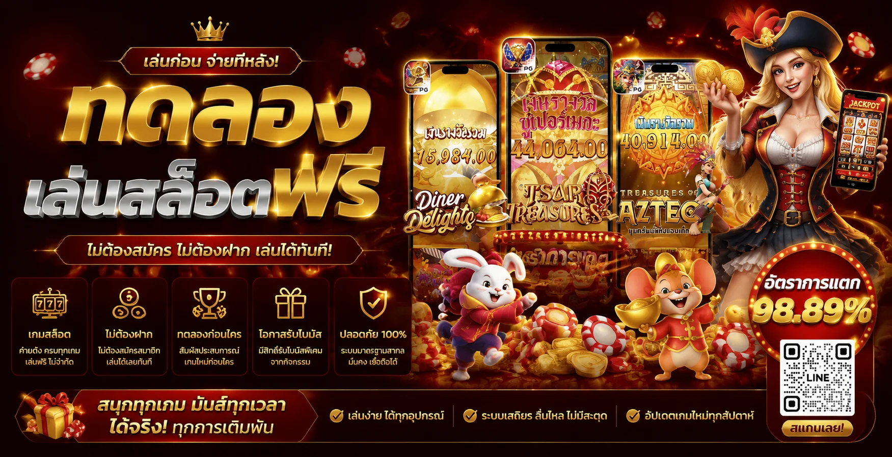 หน้าทดลองเล่นสล็อตฟรีจาก PG Soft Pragmatic Play JILI บน DARUMA